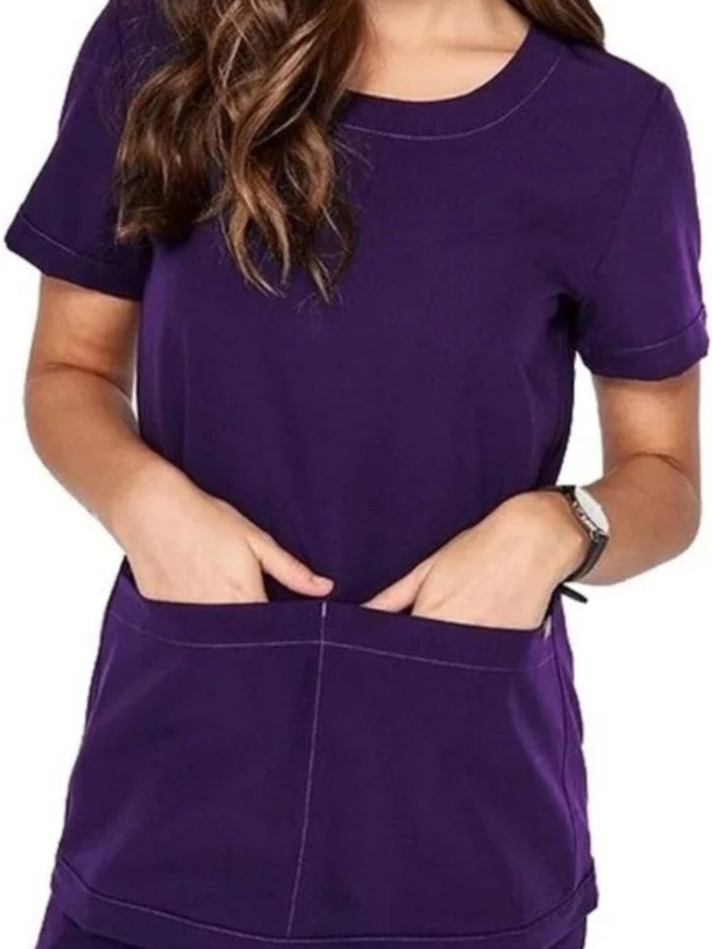 FIGS Rama Crewneck *LIMITED 2017 Edition* Scrub Top- Deep Purple / Purple Jam
